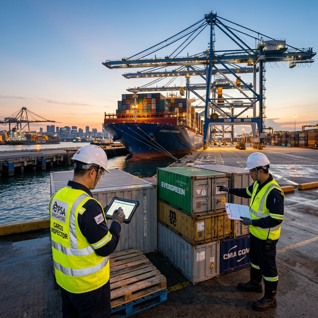 Meridian Cargo Checkers Dockside Inspection in Singapore